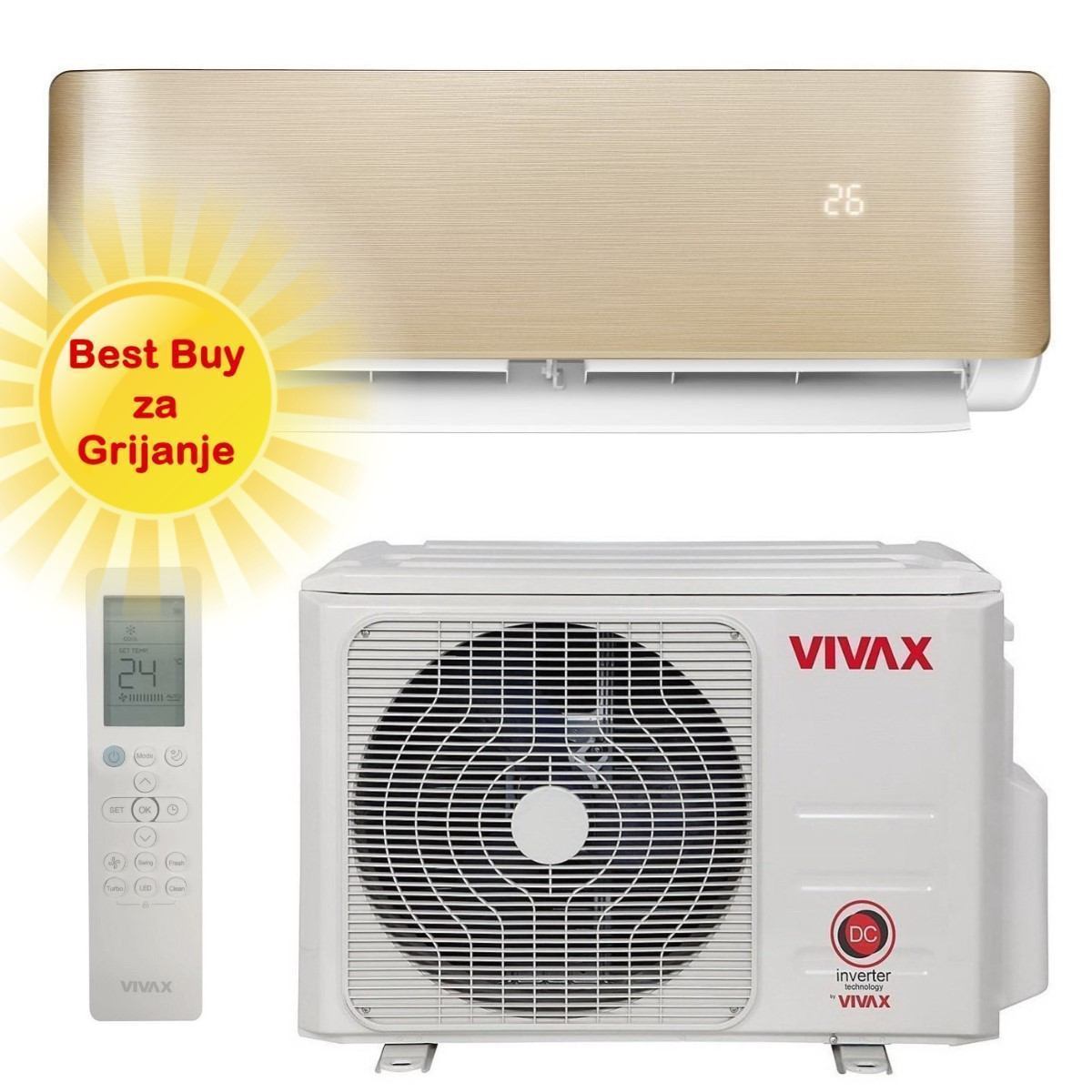 Vivax klima uređaj 2,64kW ACP-09CH25AERI+ - R+ design, za prostor do 30m2, A++ energetska klasa