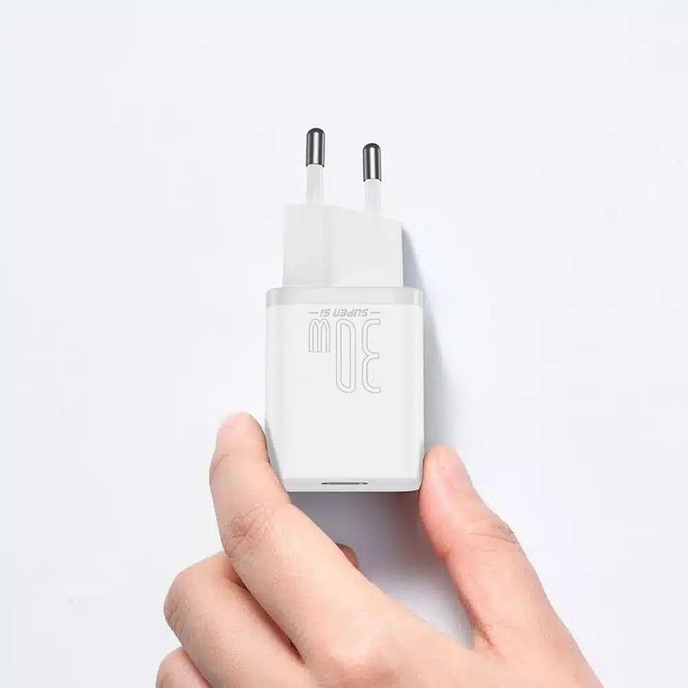 BASEUS zidni punjač Type C Super Si Quick Charger IC PD 30W bijeli CCSUP-J02/CCCJG30CE