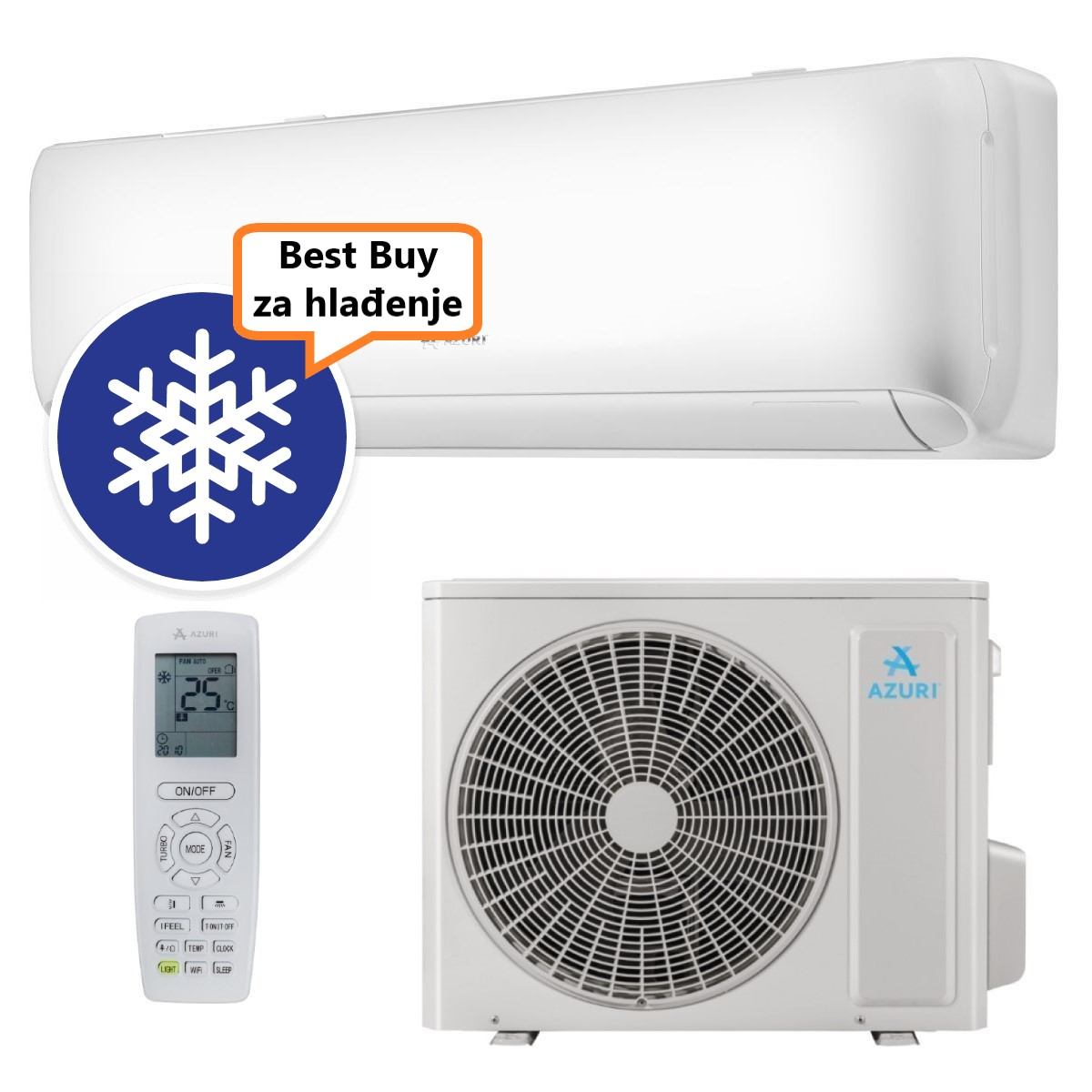 AZURI KLIMA UREĐAJ 6,2 kW AZI-WN70VA - Midori Inverter, za prostor do 65m2, A++ energetska klasa, Wi-Fi, R-32