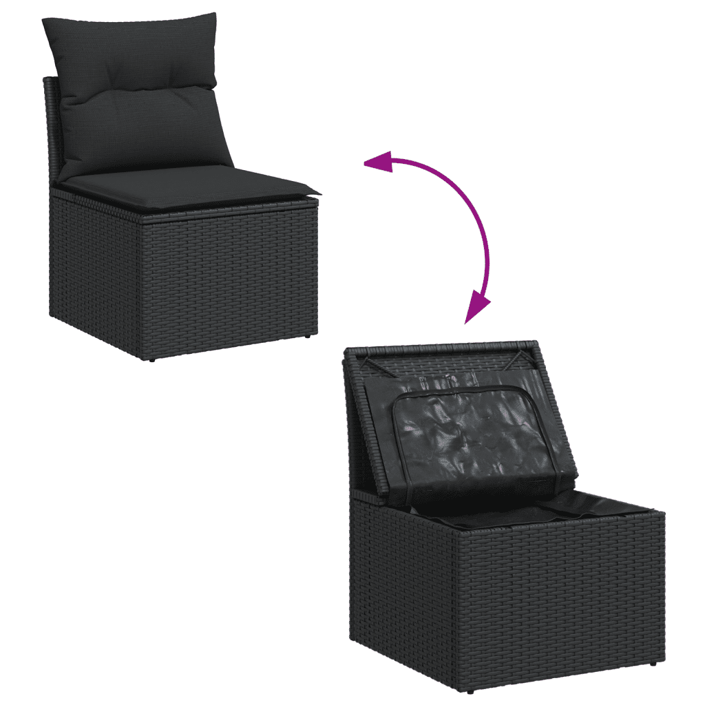 4-dijelni set vrtnih sofa od poliratana s jastucima crni Crna