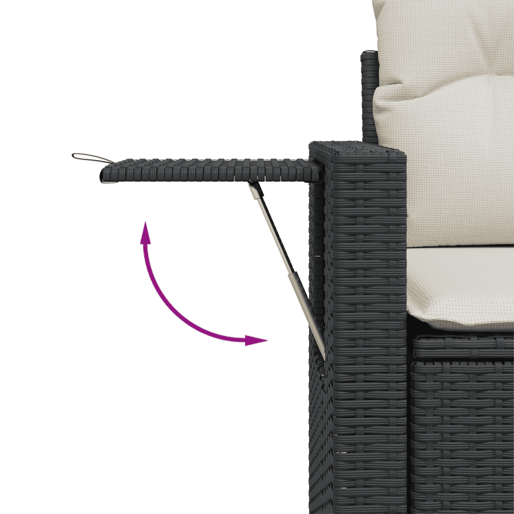 7-dijelni set vrtnih sofa od poliratana s jastucima crni Crna