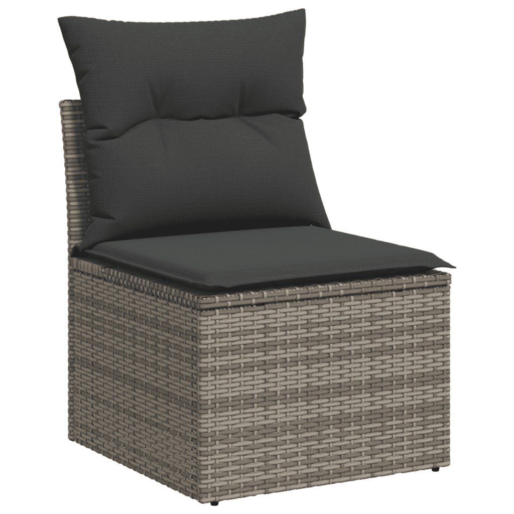 4-dijelni set vrtnih sofa od poliratana s jastucima sivi Siva