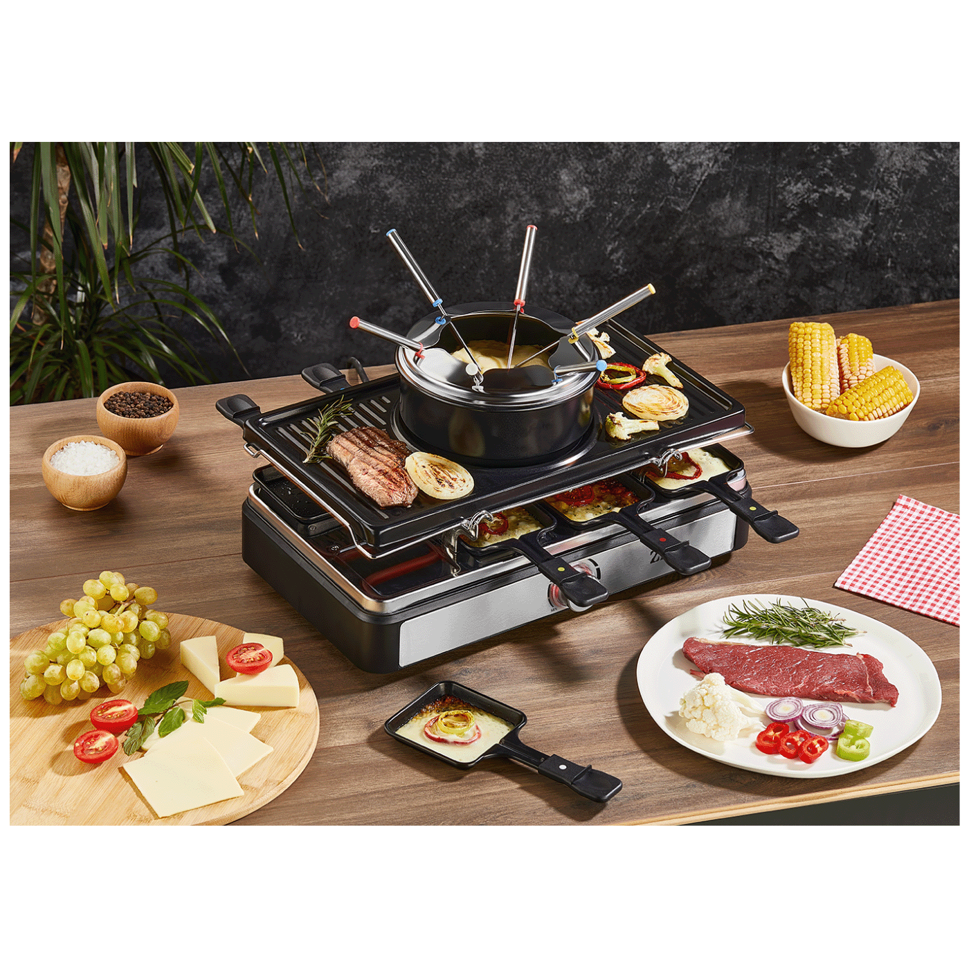 Zilan Električni Roštilj / Raclette / Fondue od sira, 3u1, 1400W - ZLN8856