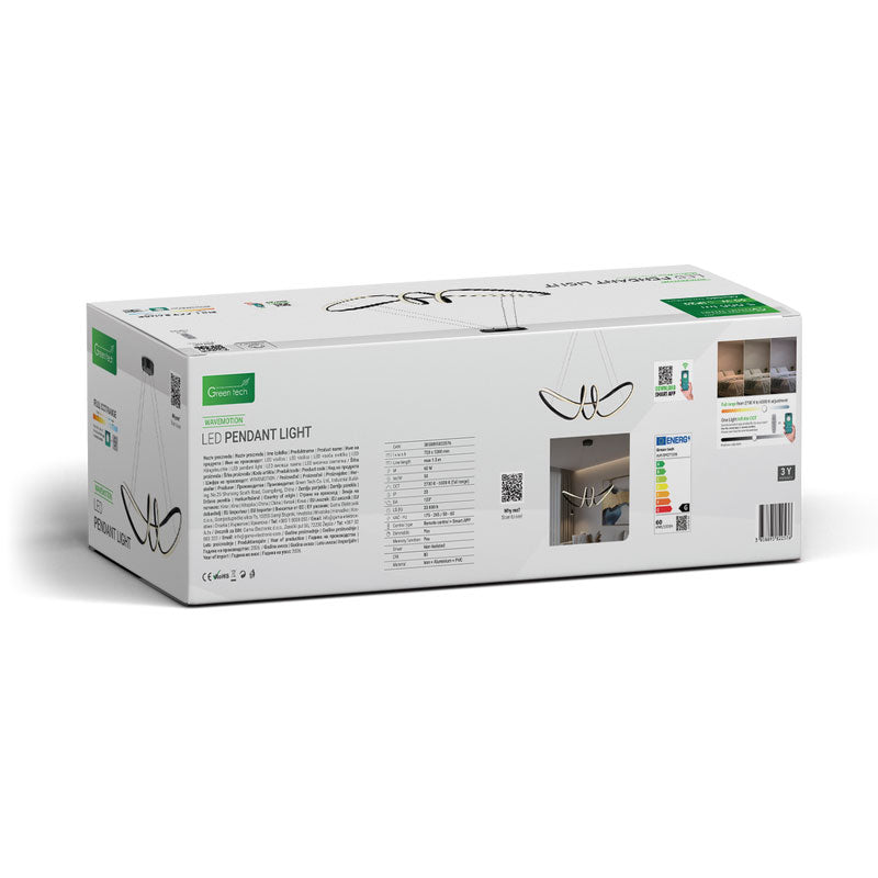 Smart dekorativna visilica Green Tech 60W, 3CCT, dim, APP + daljinski upravljač