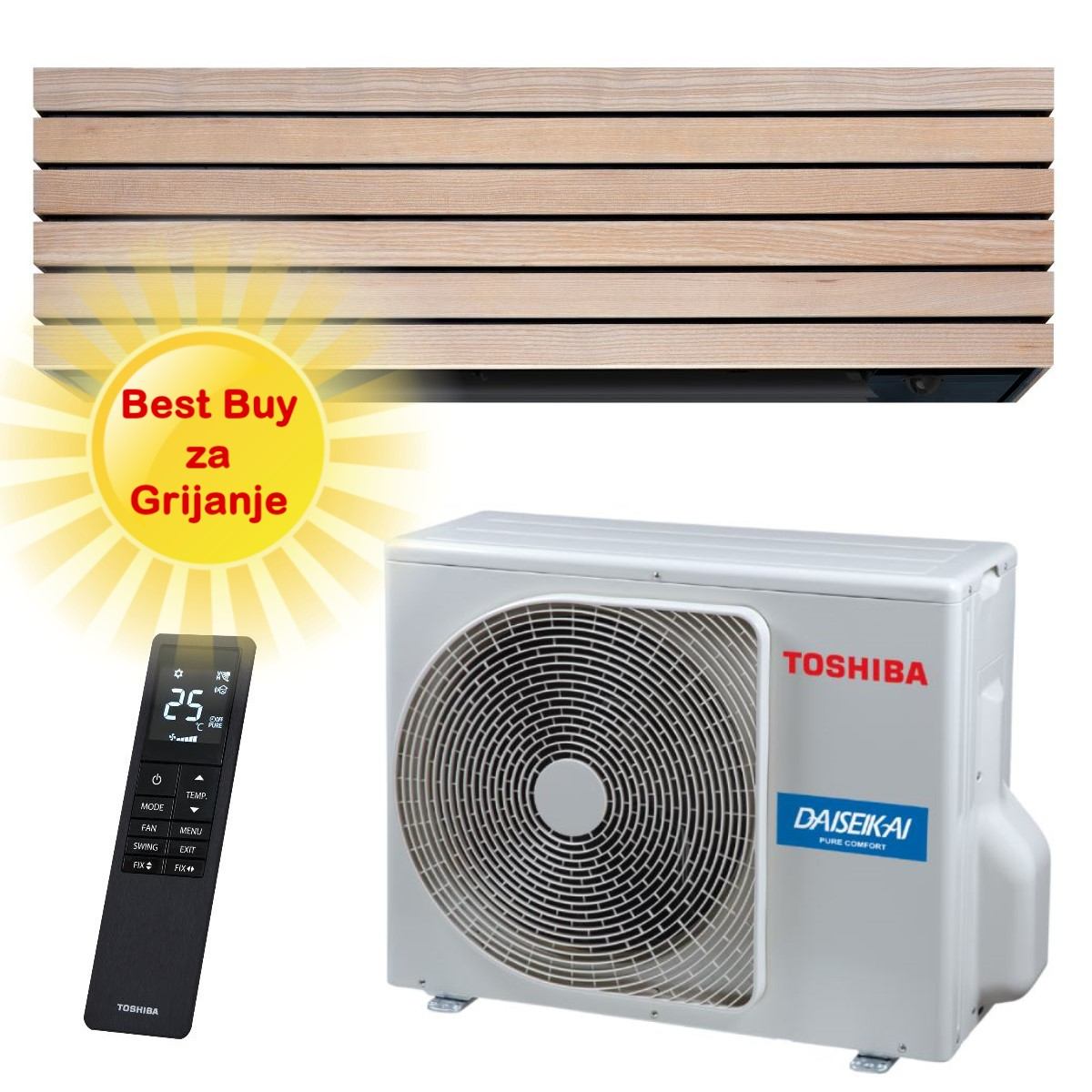 TOSHIBA KLIMA UREĐAJ 3,5kW RAS-B13S4KVDG-E/RAS-13S4AVPG-E - Super Daiseikai 10, za 35m2, A+++, R32
