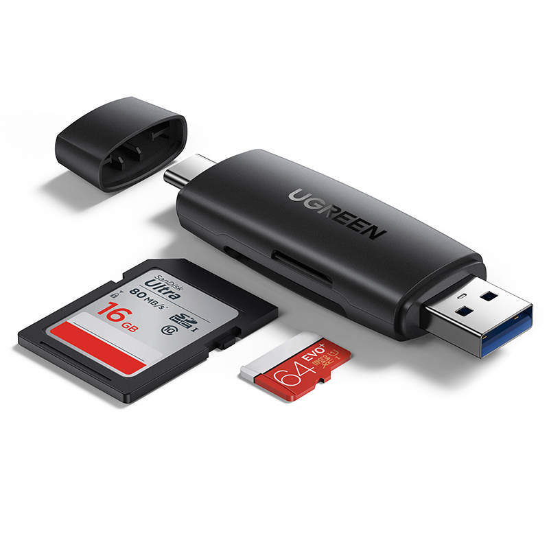 Ugreen CM304 čitač kartica USB 3.0 Type-A/Type-C Crno