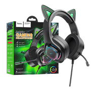 hoco. Slušalice sa mikrofonom, gaming, USB/3.5 mm, LED - W107 Cute Cat Black/Green