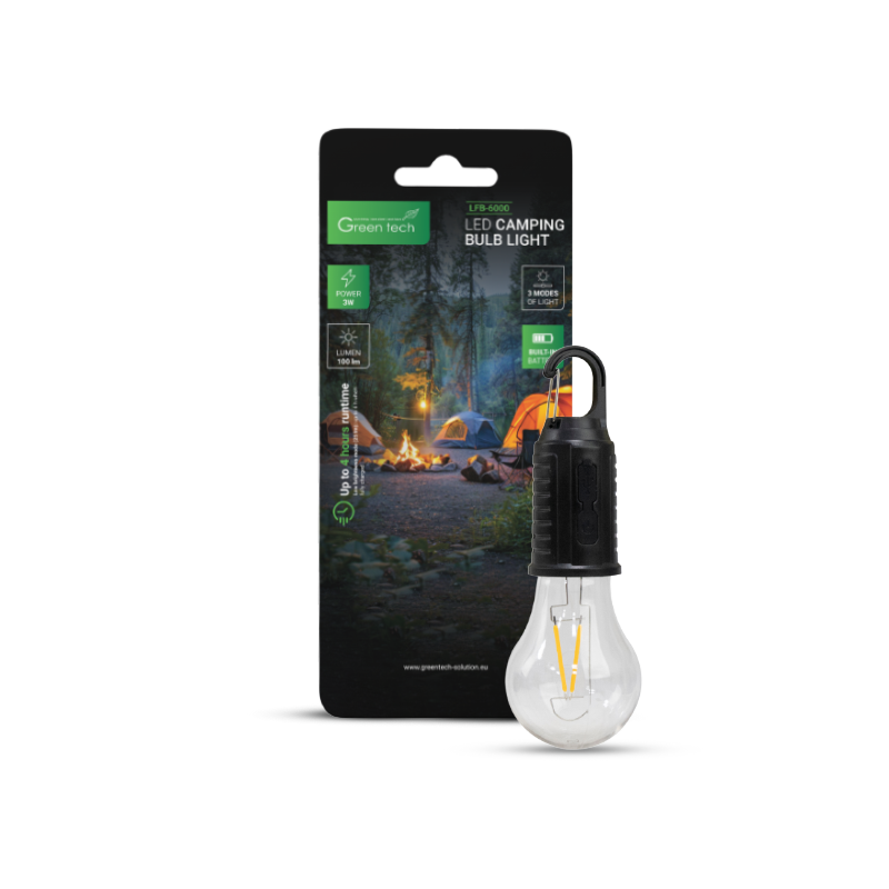 LED kamping žarulja Green Tech LFB-6000, 3W, 3000K, 100 lm, 8/1