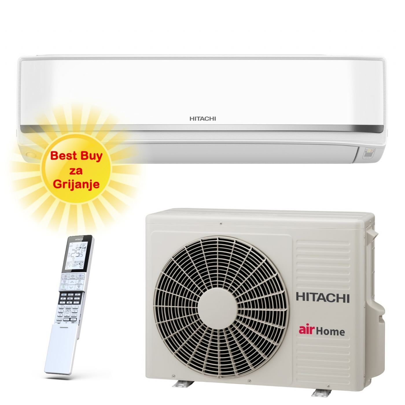 HITACHI KLIMA UREĐAJ 3,5 kW - RAC-XJ35WHAE/RAK-XJ35RHAE - AIRHOME 800, za prostor do 35m2, A+++ energetska klasa, R-32