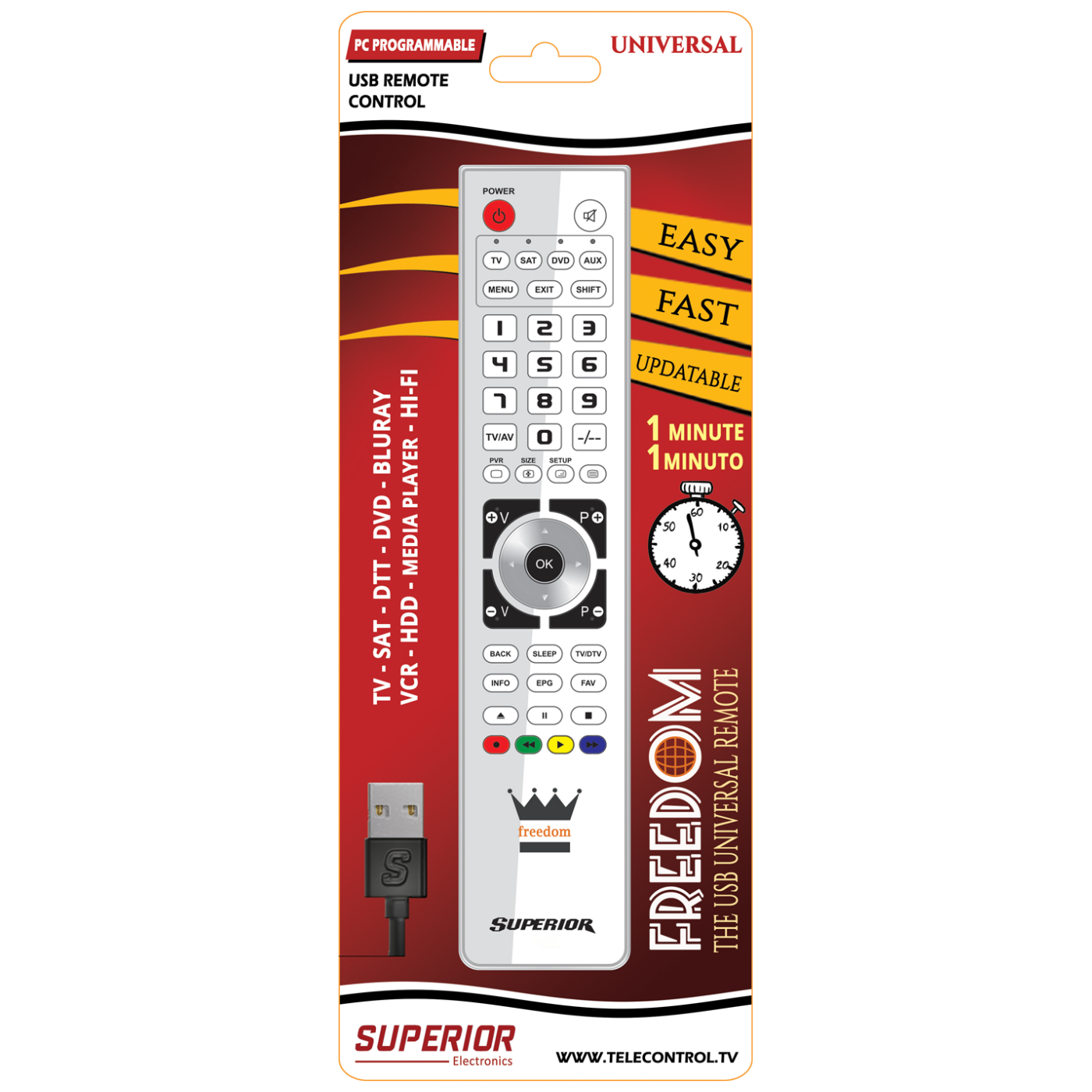 Superior Daljinski upravljač, za 4 uređaja, PC programiranje - SUPERIOR 4:1 FREEDOM - black