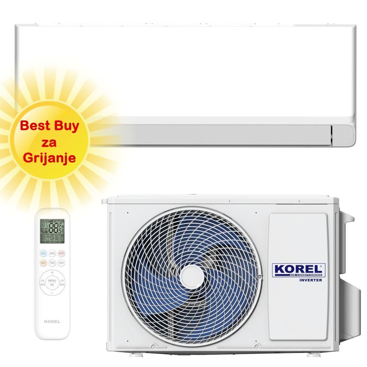KOREL KLIMA UREĐAJ 5,4kW KSAZ-18DCEG - ZENIT, za prostor do 50m2, A+++ energetska klasa, Wi-Fi, R32