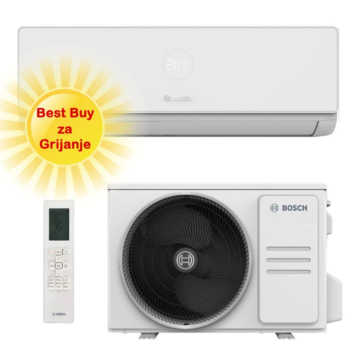BOSCH KLIMA UREĐAJ 2,6kW CL4000-Set 26 WE, za prostor do 25m2, A++ energetska klasa, R32