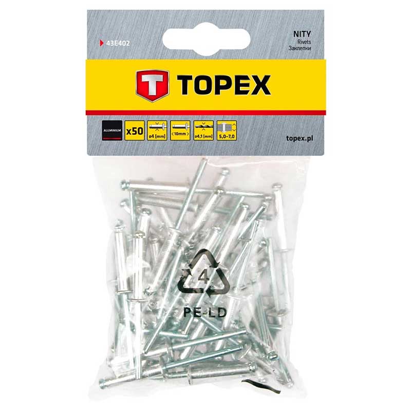 Zakovice aluminijske 4x10 50 kom Topex