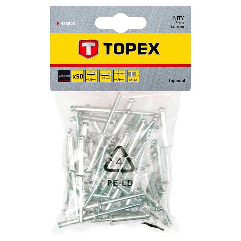 Zakovice aluminijske 4.8x12.5 50kom Topex