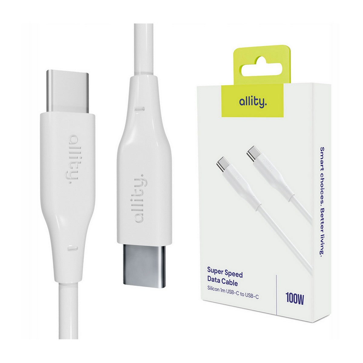 ALLITY kabel AUC-02 USB-C -USB-C 1,0 m 100W BIJELI