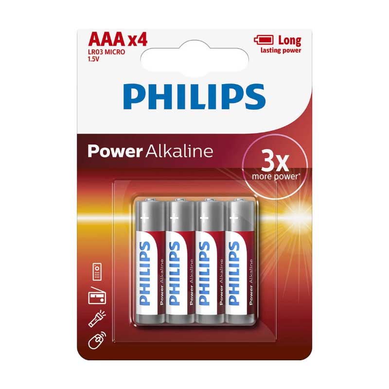 Baterija Philips Power Alkaline 1.5V AAA LR03P4B/10