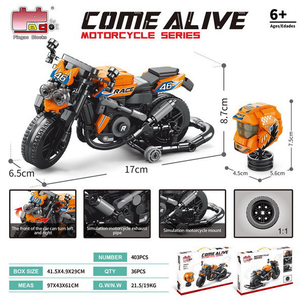 Set blokova za sastavljanje motocikla 403 kom - Narančasti