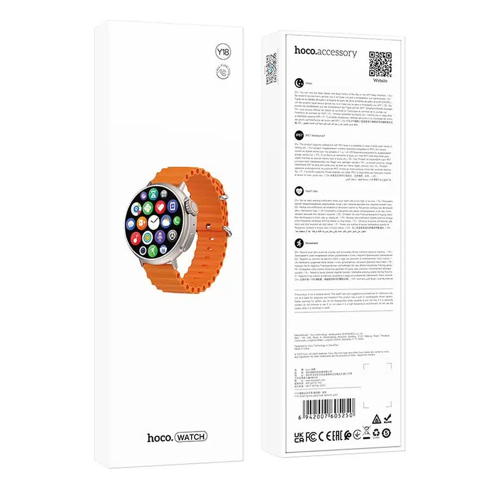 HOCO pametni sat / pametni sat Y18 smart sport (mogućnost spajanja sa sata) zlatni