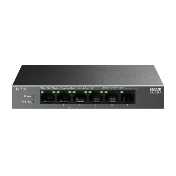 TP-Link LiteWave LS106LP mrežni prekidač Neupravljano Fast Ethernet (10/100) Podrška za napajanje putem Etherneta (PoE) Crno
