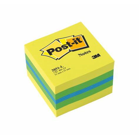 3M Post-it 2051L samoljepljivi papirić za poruke Kvadrat Plavo, Zeleno, Tirkizno, Žuto 400 listova Samoljepljivo