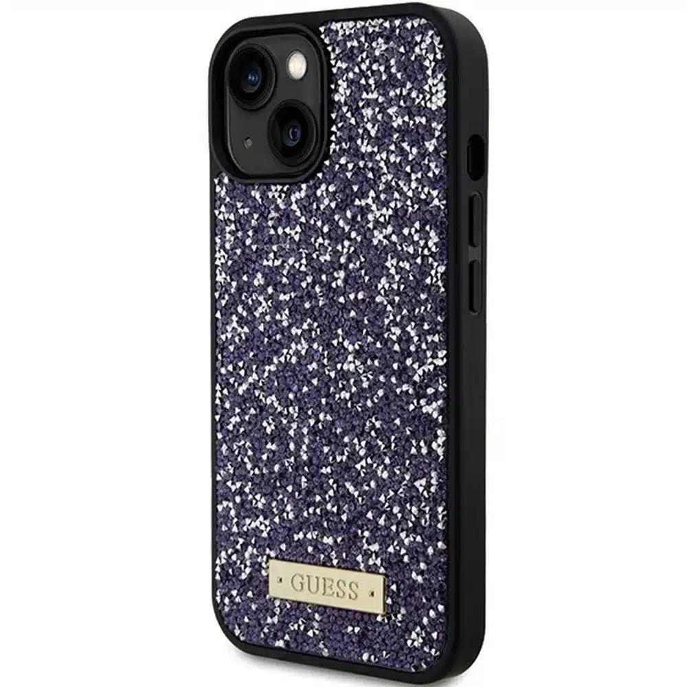 Originalna GUESS Hardcase GUHCP15SPFGSBSP torbica za iPhone 15 (metalni logo Rhinestone / svijetlo roza)