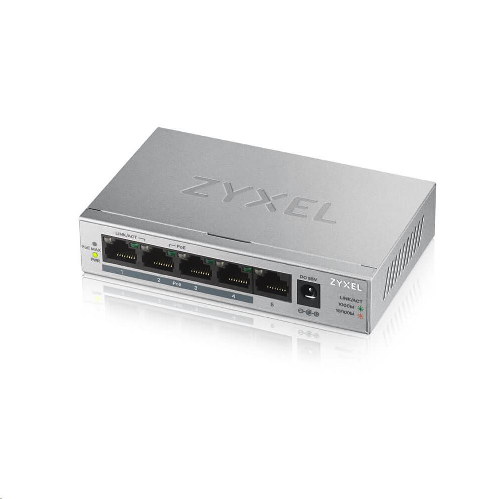 Zyxel GS1005HP Neupravljano Gigabit Ethernet (10/100/1000) Podrška za napajanje putem Etherneta (PoE) Srebro