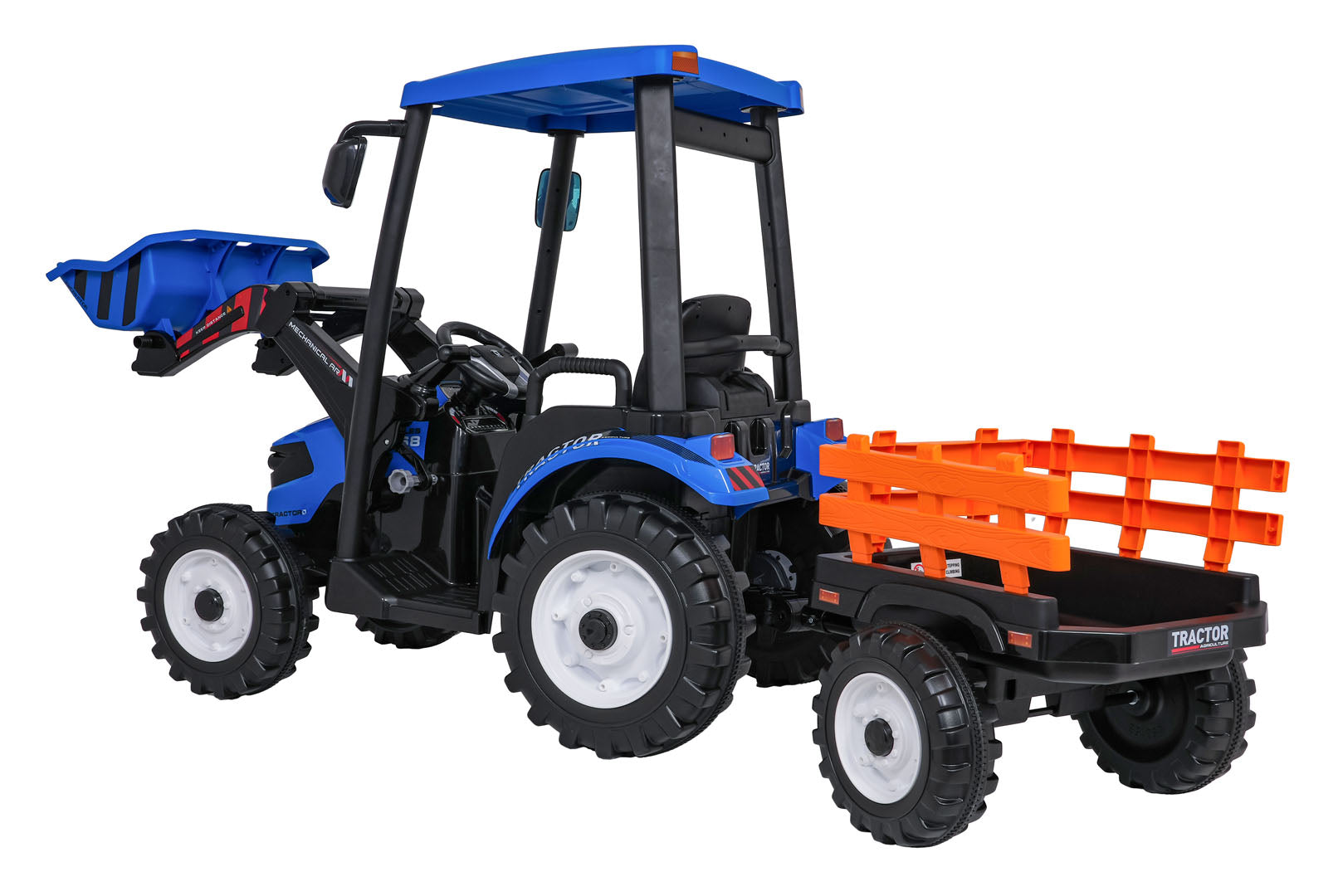 Traktor na akumulator s prikolicom MEGA D68 - plavi