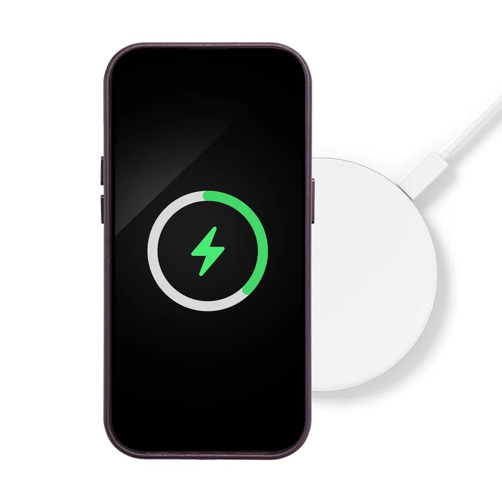 Kožna Mag Cover maska kompatibilna s MagSafe za iPhone 14 tamno ljubičasta