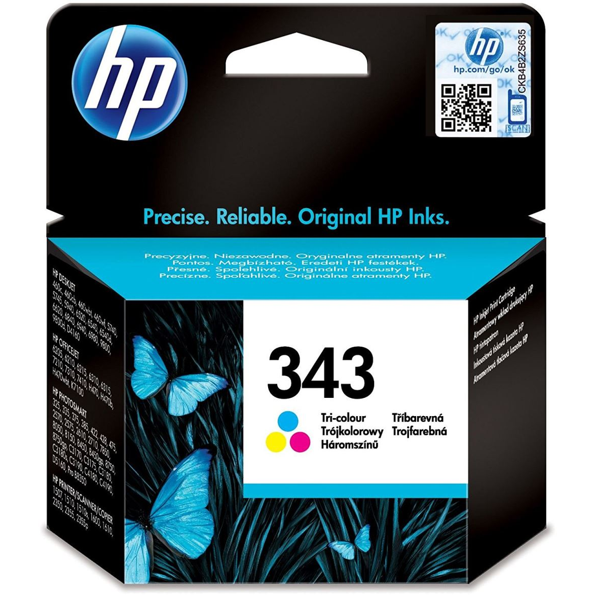 HP 343 Tri-color Original Ink Cartridge spremnik s tintom 1 kom Standardni prinos Plavo, Magenta, Žuto