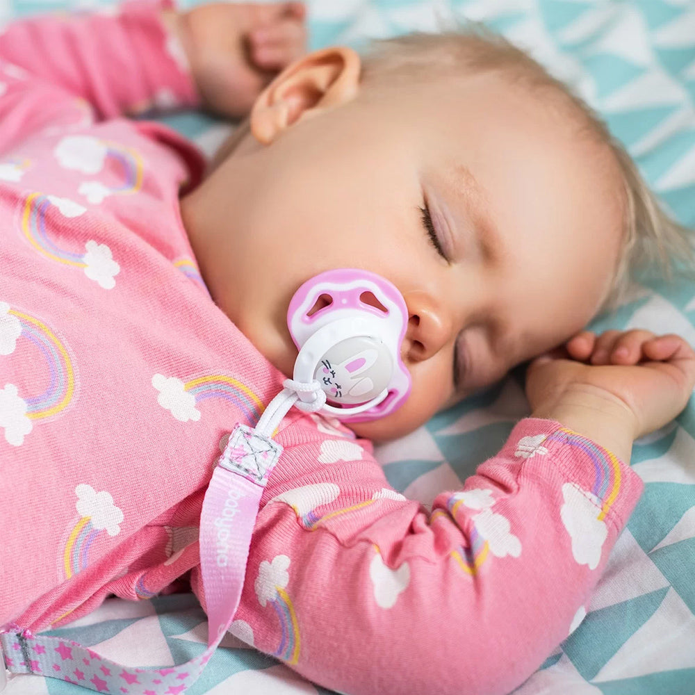 BabyOno privjesak za dudu s kopčom siva s narančastim točkicama