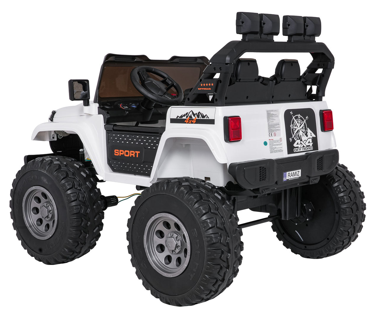 Auto na akumulator Extreme Sport 4×4 s podesivom dužinom vozila – dvosjed – bijeli