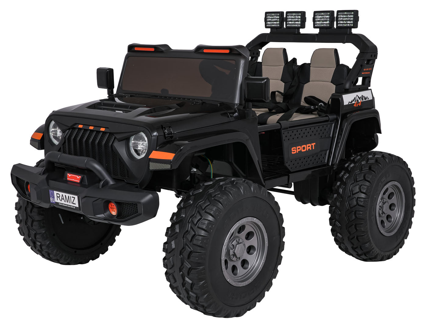 Auto na akumulator Extreme Sport 4x4 s podesivom dužinom vozila - dvosjed - crni