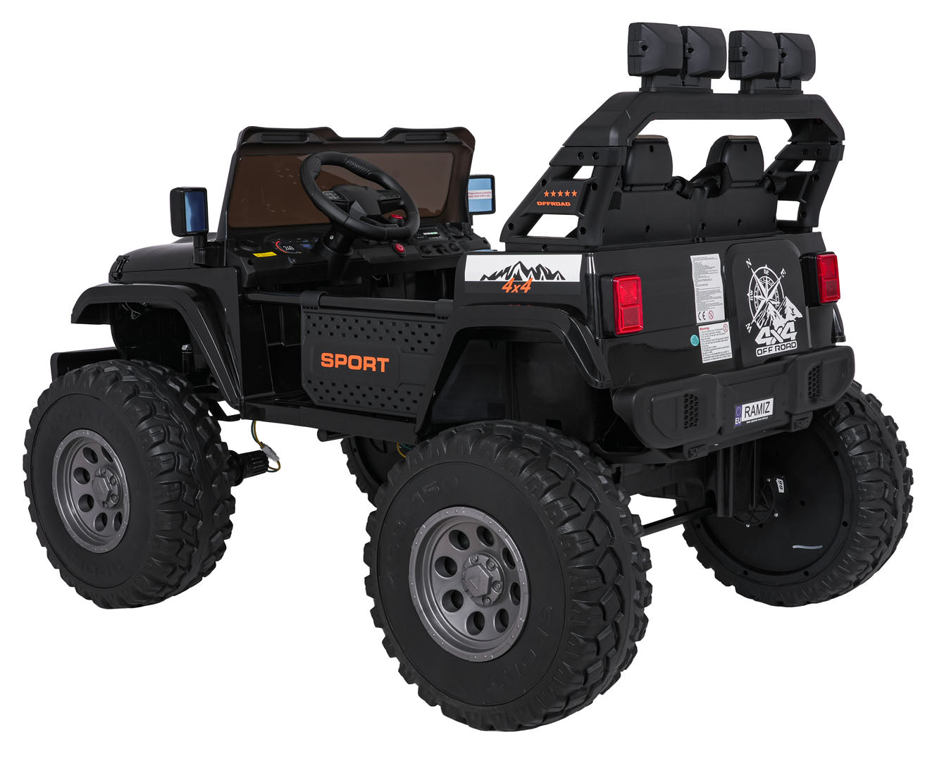 Auto na akumulator Extreme Sport 4x4 s podesivom dužinom vozila - dvosjed - crni