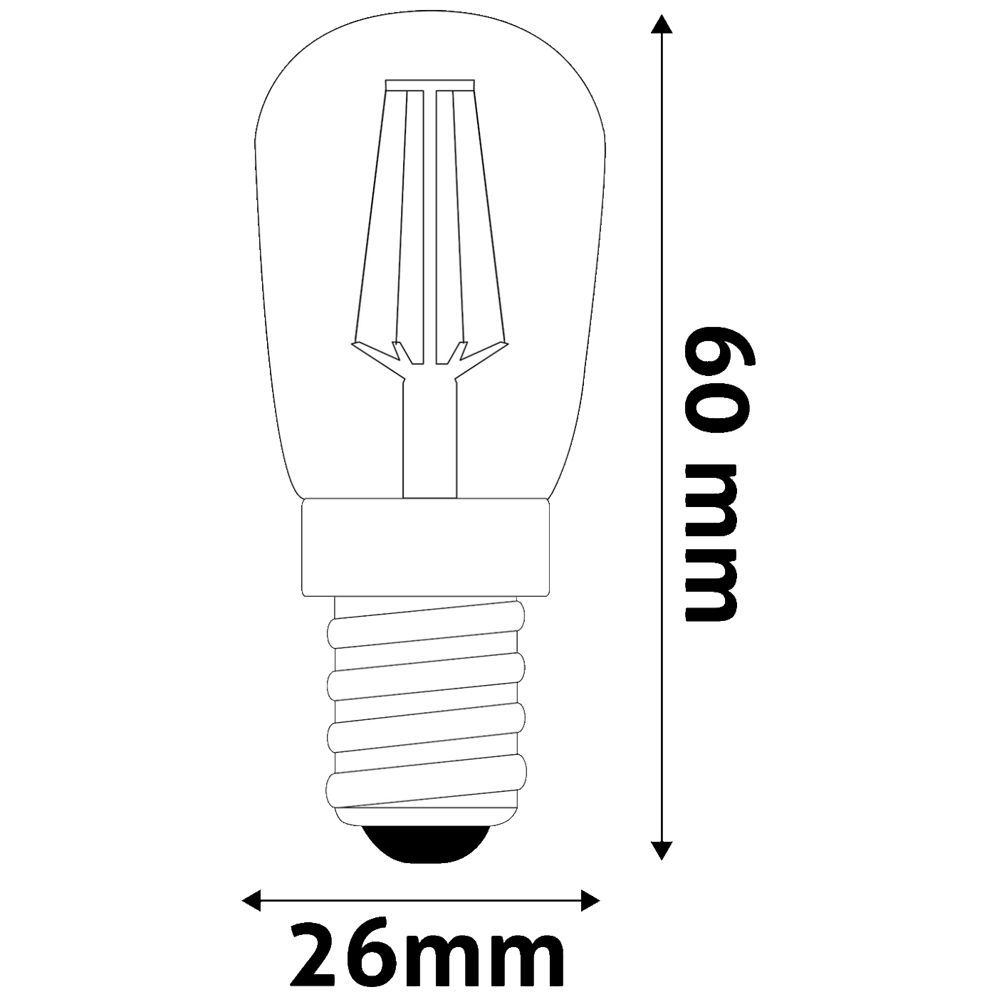 Avide Žarulja, LED 2W, E14, 4000K, 230V AC, bijela svjetlost - Filament T26 2W E14
