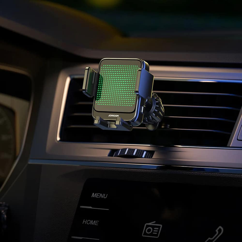 JoyRoom - Držač za automobil s bežičnim punjenjem (JR-ZS341) - s gradijentnim svjetlom- za ventilacijski otvor- 15 W - crni
