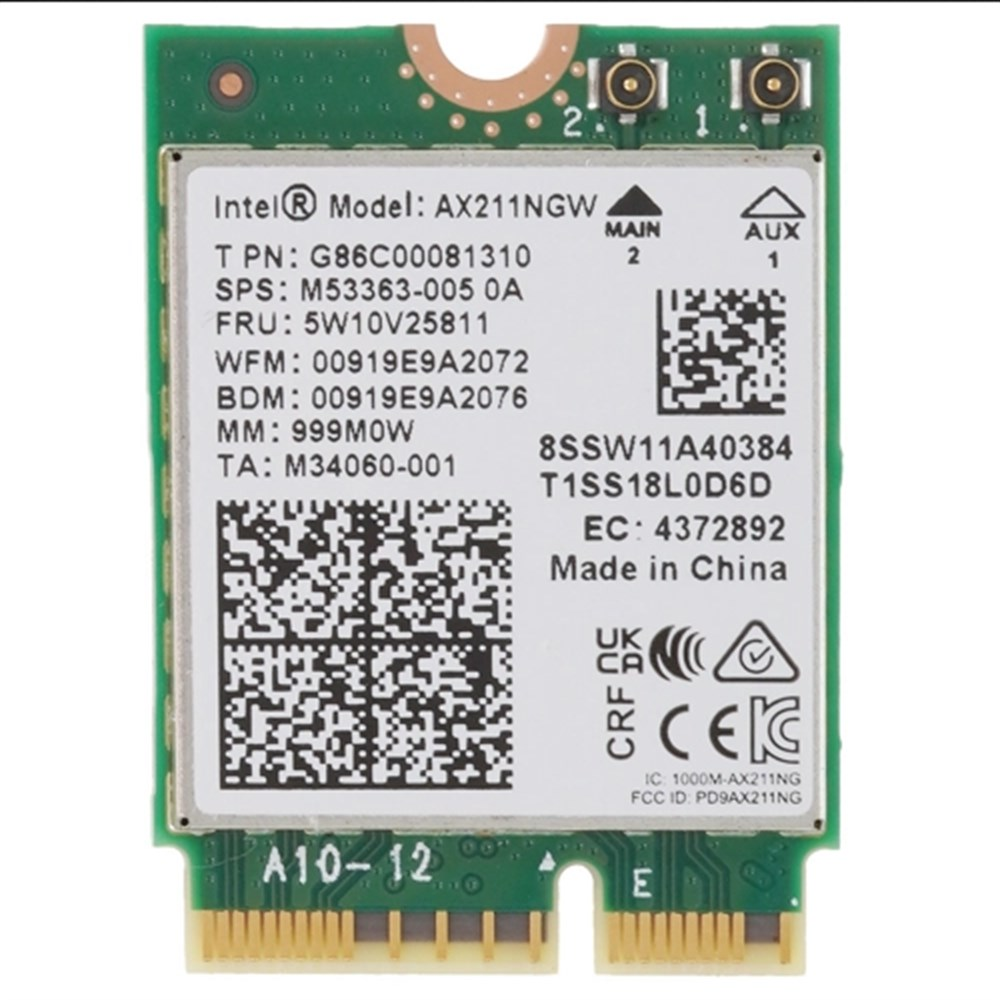 Intel Wi-Fi 6E AX211 (Gig+) Interno WLAN 2400 Mbit/s