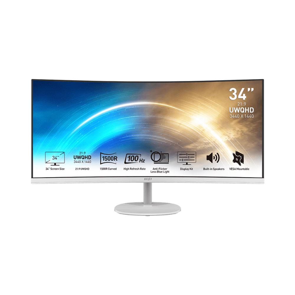 MSI Pro MP341CQW računalni monitor 86,4 cm (34") 3440 x 1440 pikseli UltraWide Quad HD Bijelo