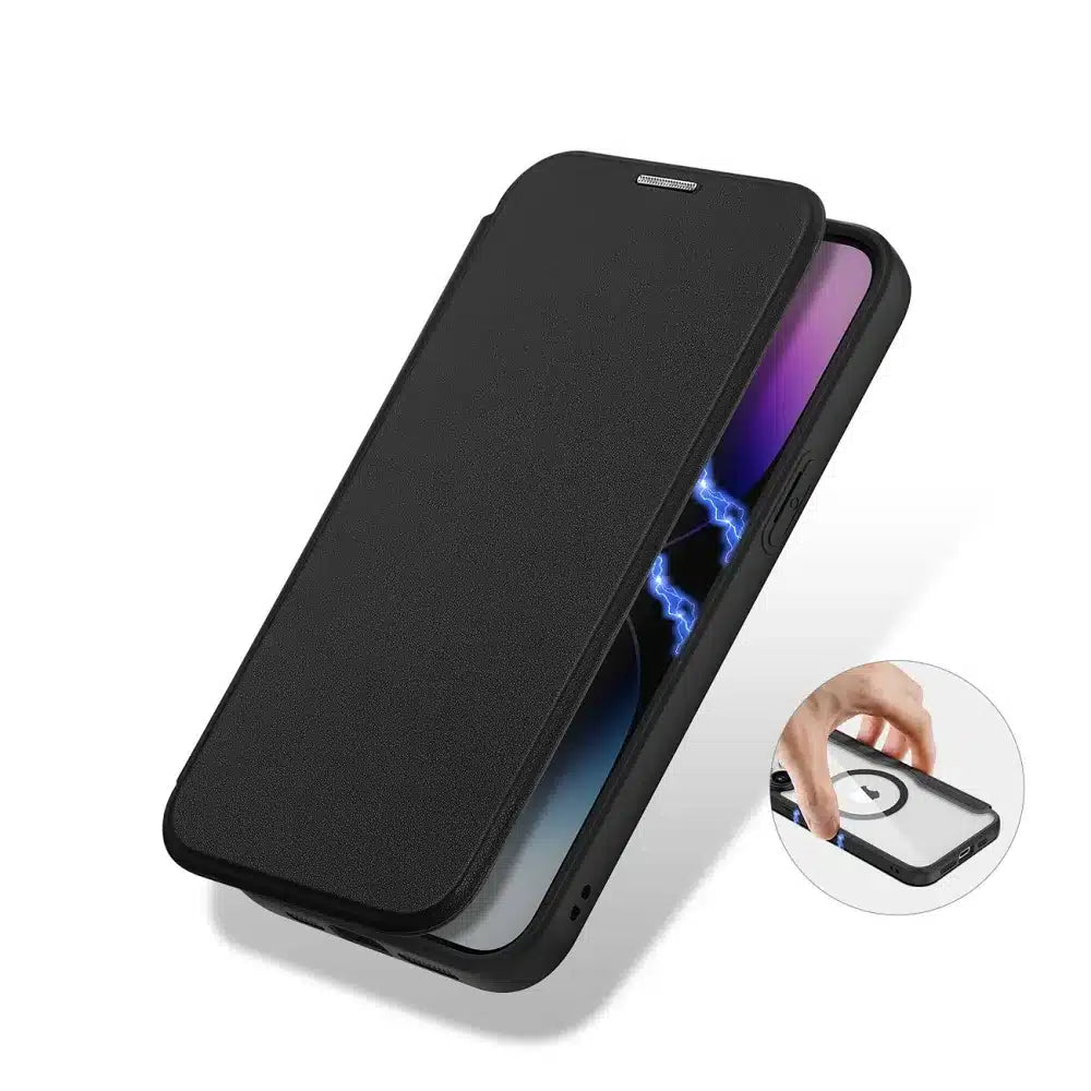DUX DUCIS Skin X Pro – MagSafe kompatibilna preklopna torbica za Apple iPhone 15 Pro Max crna