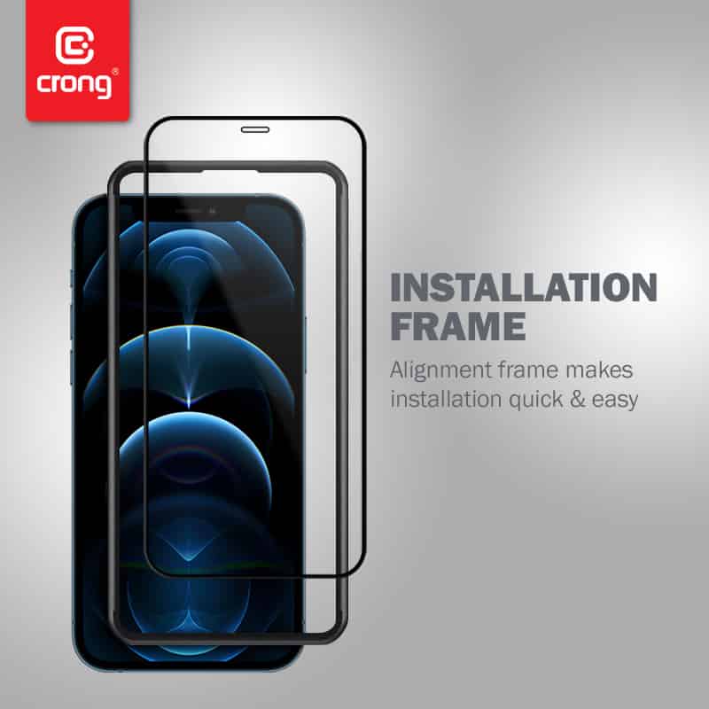 CRONG 3D ARMOUR GLASS KALJENO STAKLO ZA CIJELI EKRAN IPHONE 12 PRO MAX + INSTALACIJSKI OKVIR