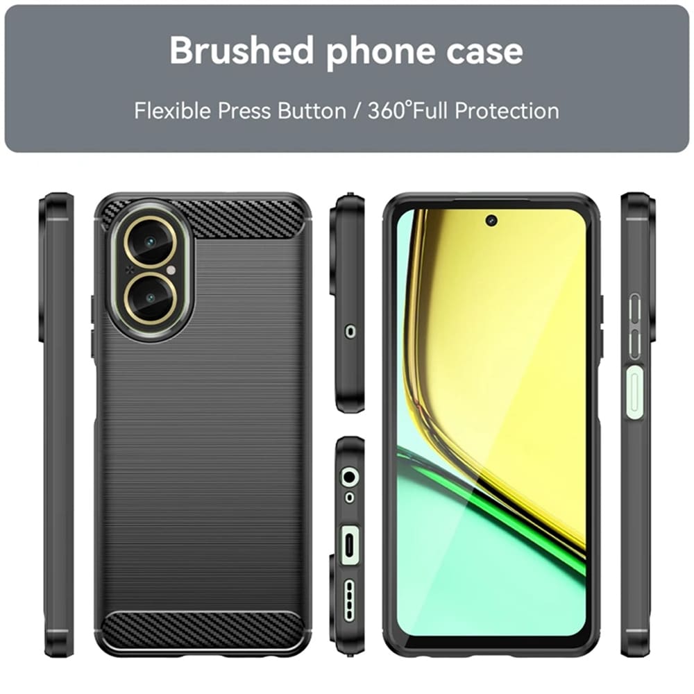 Techsuit Carbon Silicone maska za Realme C67 4G – crna