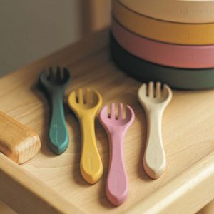 PETITE&MARS Silikonska žlica i vilica 6 m+ Take&Match, Frosted Sky