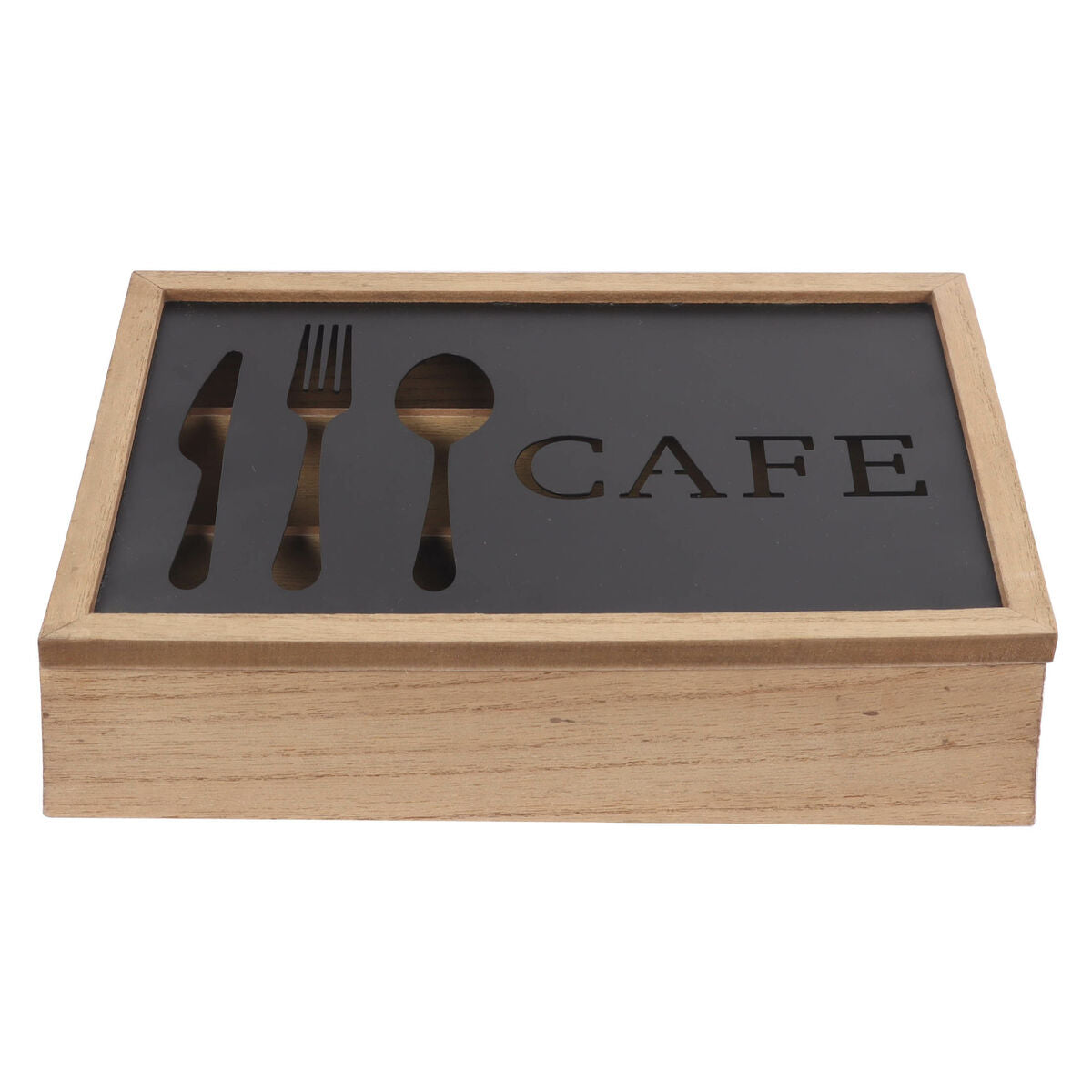 Organizator Pribora za Jelo DKD Home Decor Smeđa Crna Metal Drvo MDF Vintage 25 x 18 x 6 cm