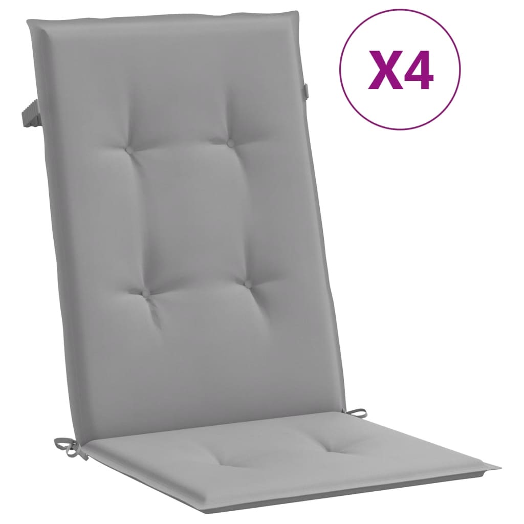 Jastuci za vrtne stolice 4 kom sivi 120 x 50 x 3 cm od tkanine