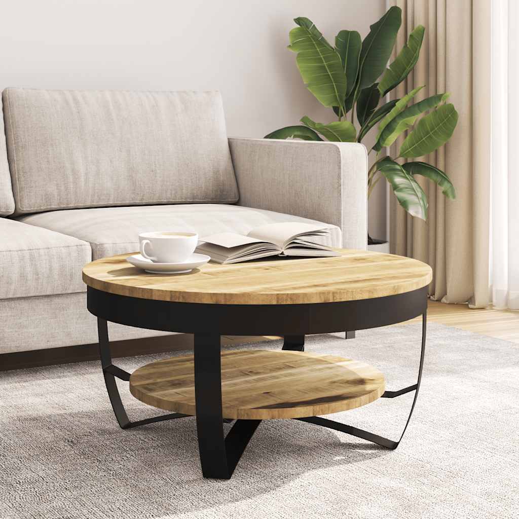 Stolić za Kavu Masivno Grubo Obrađeno Drvo Manga 65x32 cm
