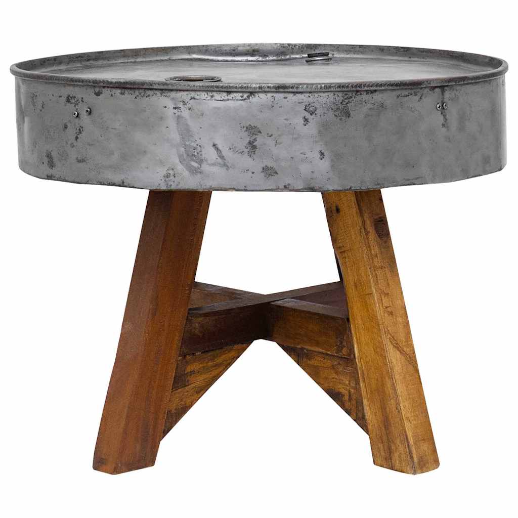 Stolić za kavu od miješanog recikliranog drva 60x45 cm srebrni