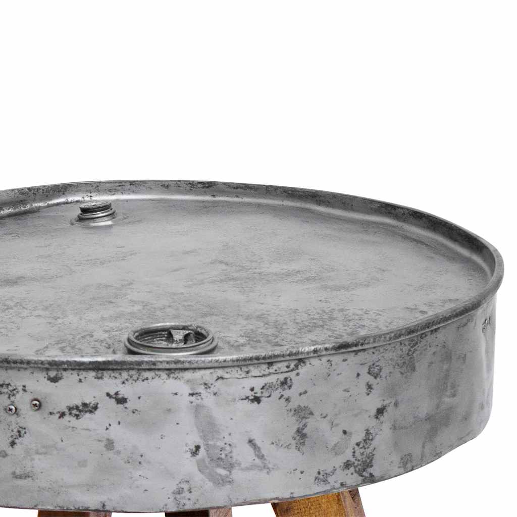 Stolić za kavu od miješanog recikliranog drva 60x45 cm srebrni