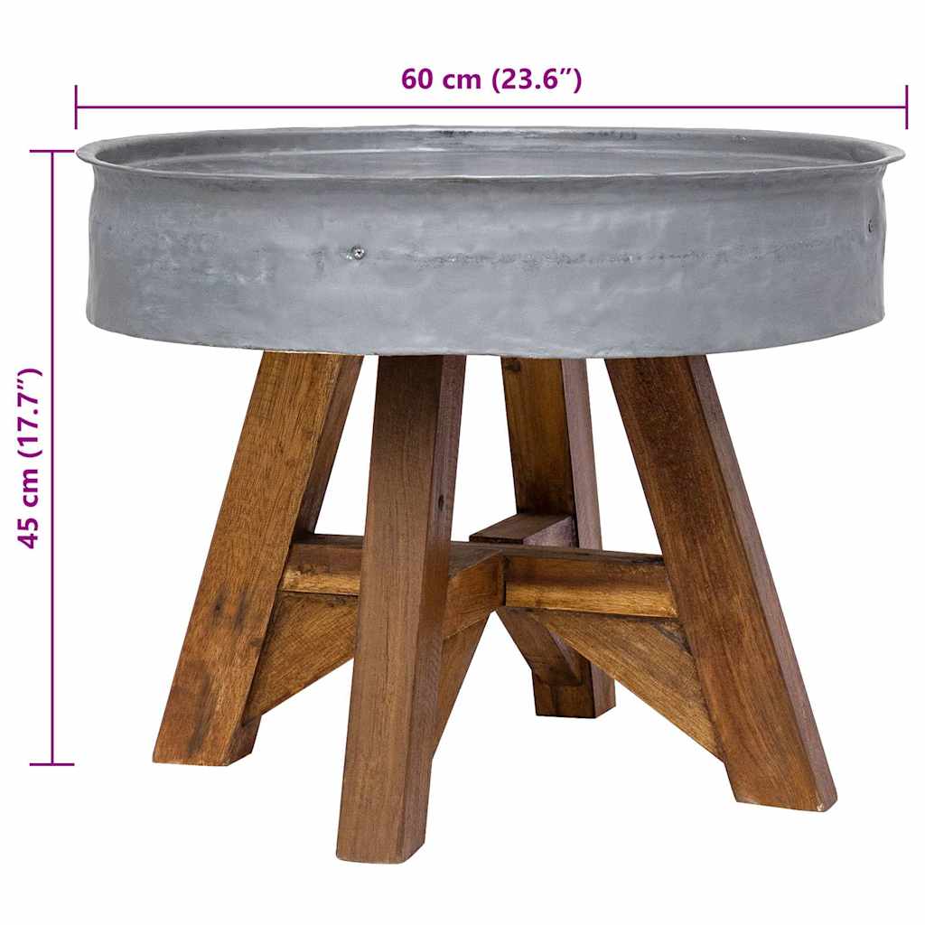 Stolić za kavu od miješanog recikliranog drva 60x45 cm srebrni