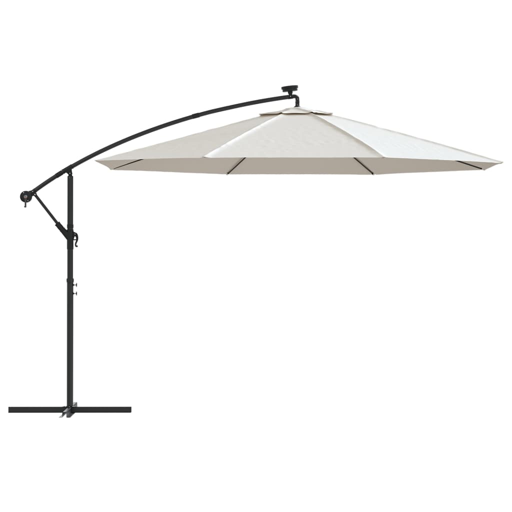 Konzolni vrtni suncobran LED s metalnim stupom 350 cm krem