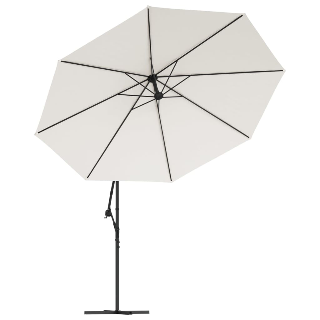 Konzolni vrtni suncobran LED s metalnim stupom 350 cm krem