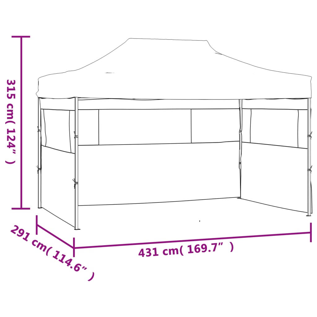 Sklopivi šator s 3 zida 431x291x315 cm antracit